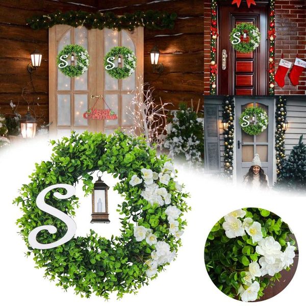 Fleurs décoratives 2024 Mot Brand Wind Wreath Creative Night Light Porte légère de Noël succulent pour la fenêtre Arc d'automne extérieur
