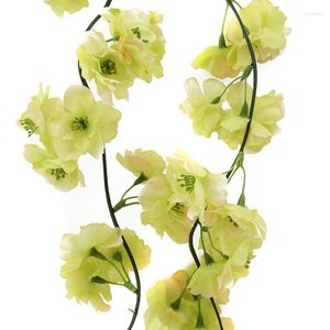 Flores decorativas 202 cm Sakura Cherry Rattan Wedding Arch Decoration Vine Artificial Home Party Decor Silk Ivy Wall Hanging Garland Wreath