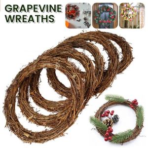 Decoratieve bloemen 20 cm-35 cm kerst kunstmatige krans rieten wijnstok ring xmas rattan slinger decoratie diy boerderij ornamenten prop