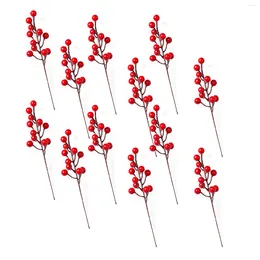 Fleurs décoratives 20 cm Branches de baies rouges artificielles fausses plantes en mousse en plastique bouteilles de mariage de Noël pour la maison décoration de salon