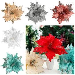 Decoratieve bloemen 20 cm kunstmatige 6/12pcs mini -kersenbessen voor decoratie glitter poinsettia nep diy home kerst