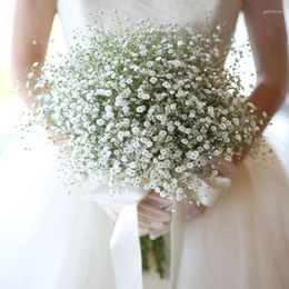 Fleurs décoratives 20 cm Bébé Souffle Blanc Gypsophile Bouquet Artificielle Faux Real Touch Fleur Pour La Fête De Mariage Jardin Décoration DIY Maison