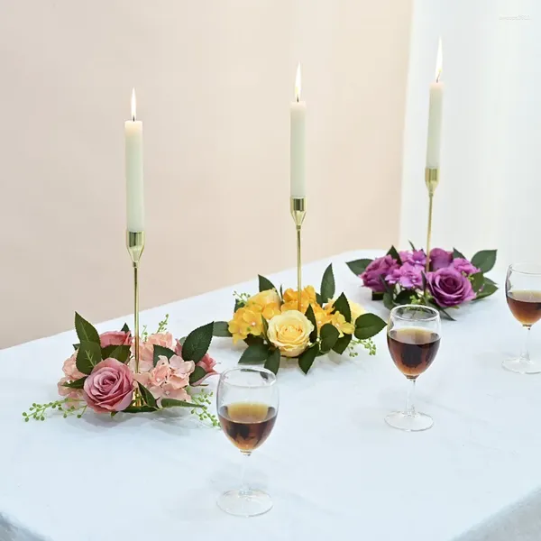 Couronne de chandeliers de fleurs décoratives, 20CM, roses artificielles européennes, décoration de noël, accessoires de fenêtre, Arrangement de Table de mariage