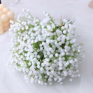 Flores decorativas 20 cm Blanco Gypsophila Boda artificial DIY Ramo Decoración Arreglo Plástico Bebés Aliento Flor falsa Decoración para el hogar