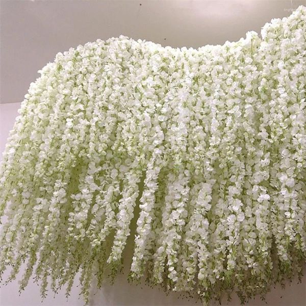 Fleurs décoratives 20pcs / 10pcs Artificiel Silk Wisteria Fleur Fausse de plante suspendue Vine pour la maison de mariage de la fête du jardin