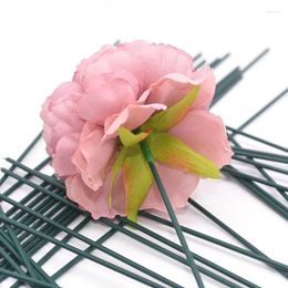 Decoratieve bloemen 20 stks 25/40 cm kunstmatige groene bloem stam diy bloemen materiaal handgemaakte draad accessoies voor trouwhuisdecoratie