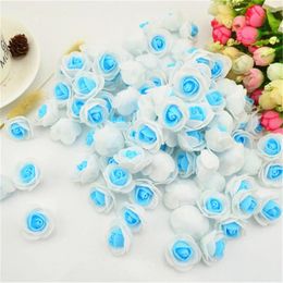 Decoratieve bloemen 20 stuks 3 cm blauw PE Rose hoofd schuim kunstbloem boeket veelkleurige bruiloft decoratie scrapbooking nep