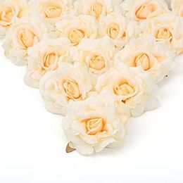 Decoratieve bloemen 20 stks 4.3 "Faux Rose -header voor doe -het -zelf bijpassende bruiloft Bouquet Baby Shower Flower Arrangement Party Home Decor
