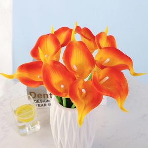 Fleurs décoratives 20 Pcs Artificielle Calla Lily Fleur Real Touch Bouquet Pour Le Mariage De Mariée Décor À La Maison