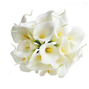 Decoratieve bloemen 20 stks kunstmatige calla lelies pu nep boeket echte touch bruids bruiloft voor huisdecoratie