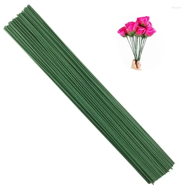 Flores decorativas 20 piezas varilla de flores artificiales tallo verde DIY material floral accesorios de alambre hechos a mano para decoraciones del hogar de bodas