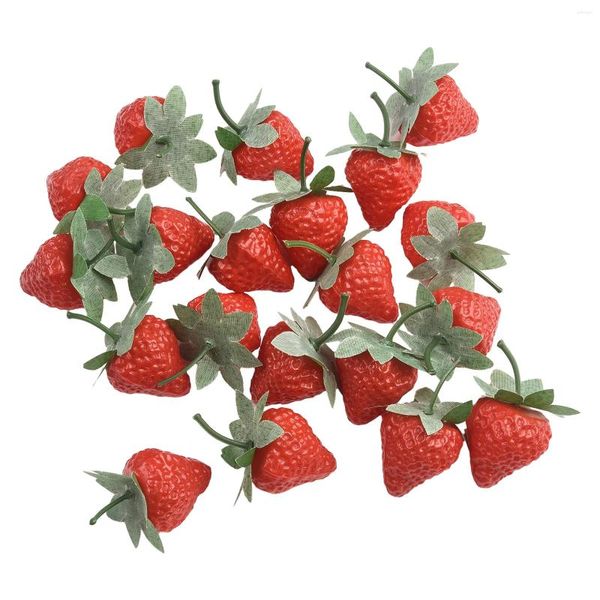 Fleurs décoratives 20 pièces fraises artificielles faux fruits affichage cuisine maison nourriture Table décorations en plastique décor de noël 3.2 cm 6.5 cm