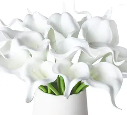 Fleurs décoratives 20pcs calla lily faux blanc bouquet de mariage artificiel réalité tactile latex décoration de fête d'anniversaire à la maison