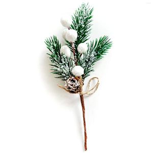 Fleurs décoratives 20pcs Choix de Noël avec baies Pinecone Fake Greeny Pine Berry blanc rouge pour l'hiver Holiday Crafts Decor