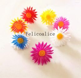 Decoratieve bloemen 20 stks Chrysanthemum Gerbera Straamens Zonnebloembloemhoofd voor doe -het -zelf plastic kunstmatige nylon handwerk maken accessoires maken