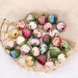 Fleurs décoratives 20 pièces bricolage Rose Simulation bourgeon accessoires de photographie décoration de la maison Arrangement de fleurs mariage fond mur plante