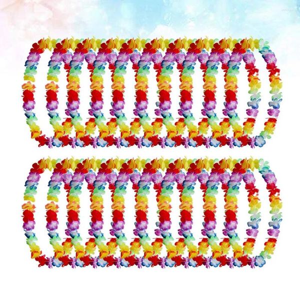 Fleurs décoratives 20pcs clairs colorés hawaïens leis Collier de fleurs artificielles classiques Garland Tropical Luau Party Neck Loop Favors