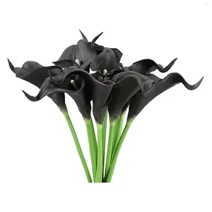 Flores decorativas 20 piezas Lily simulación flor plástico artificial negro calla hogar habitación el arreglo decoración