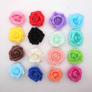 Decoratieve bloemen 20 stks/partij 6 cm bloemhoofd kunstmatige bruiloft decoraties PE schuim rozen DIY Flores scrapbooking krans Garland Home decor