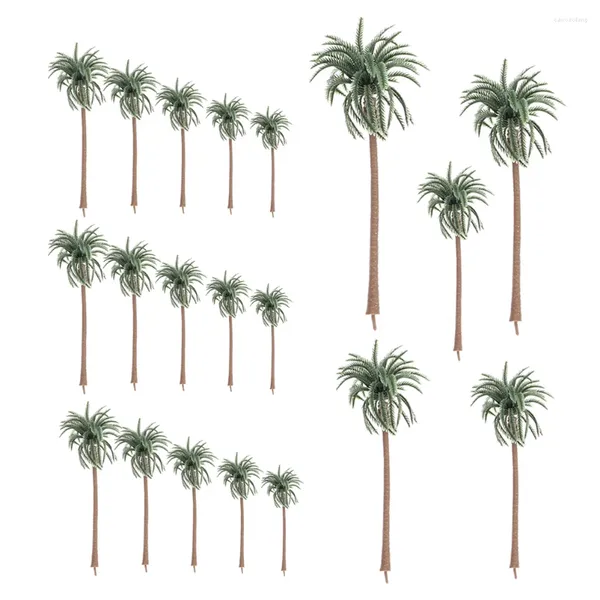 Flores decorativas 20 piezas mini árbol palmeras simuladas miniaturas mesa de arena cocos árboles modelos