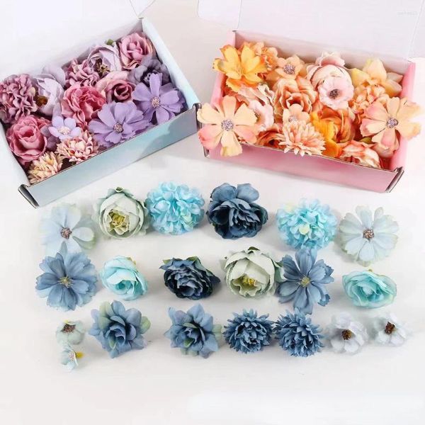 Fleurs décoratives 20pcs multicolores mixtes fleur artificielle Silk rose faux décoration intérieure Décoration de mariage DIY Craft Garland Bouquet Accessoire