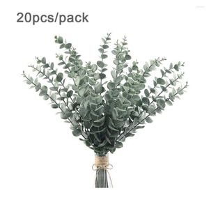 Fleurs décoratives 20pcs tiges feuilles décor à la maison branche artificielle eucalyptus pièce maîtresse vraie touche verdure mariage fausse plante faux pour