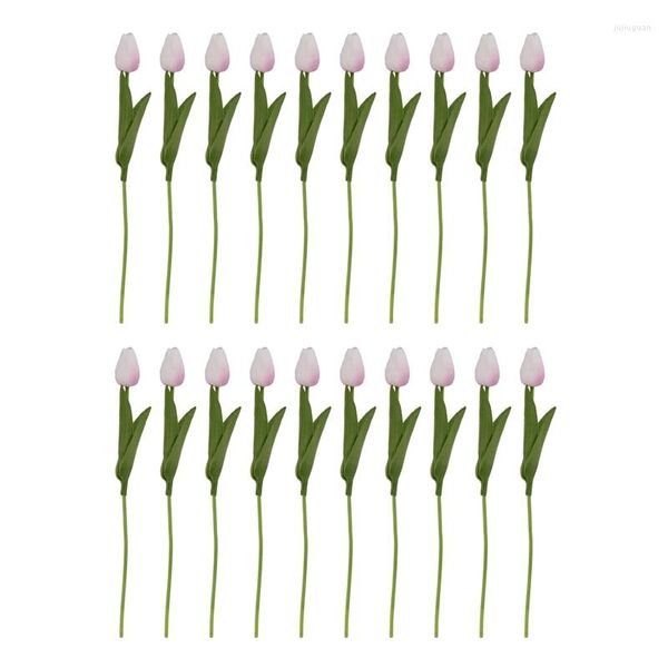 Fleurs décoratives 20 Pcs Tulipe Fleur Latex Real Touch Pour Bouquet De Mariage Décor Qualité (Tulipe Rose)