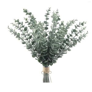 Fleurs décoratives 20pcs bouquet de mariage tiges feuilles d'eucalyptus artificiel décor à la maison branche fausse plante verdure pièce maîtresse fausse