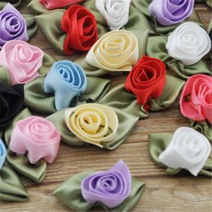 Decoratieve bloemen 20 stfsfancy mix kleur satijn lint rozenbloem diy ambacht/bruiloft/appliques/pop b157