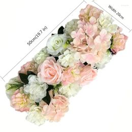Decoratieve bloemen 20x50cm Silk Rose Flower Row Kunstmatige Peony For Wedding Arch Floral Home Party Event Decor El Mall Achtergrond Wall