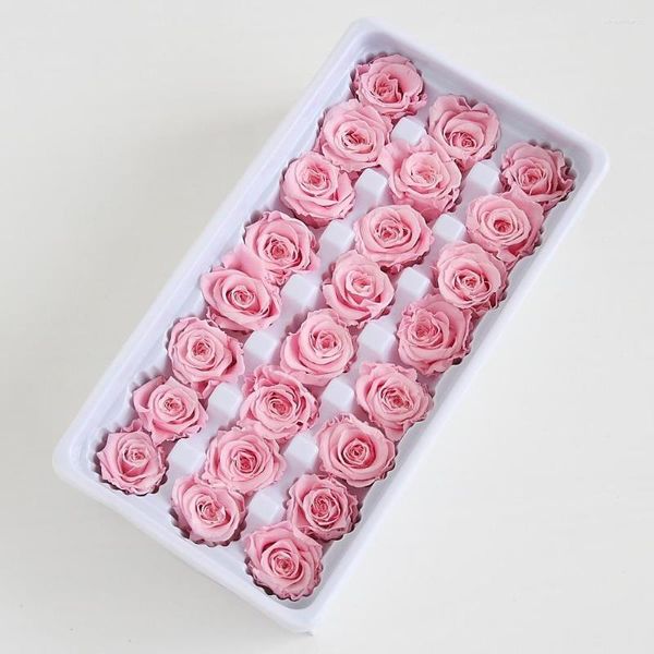 Flores decorativas 21 unids/caja 2-3CM de diámetro flor Rosa preservada regalo del Día de la madre inmortal caja de Material de vida eterna nivel B