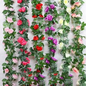 Fleurs décoratives 220 cm tissu artificiel Rose Vine Fleur mur de fleur suspendue Fake Garland Party Mariage Décoration Home Decor