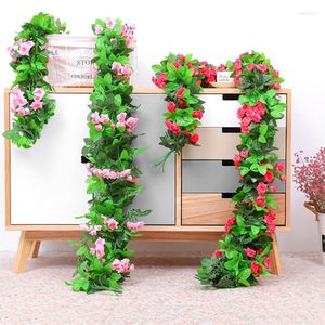 Flores decorativas 220 CM Artificial Rose Rattan Spring Small Peony String Decor Seda Fake Garland para boda Home El Garden Decoration