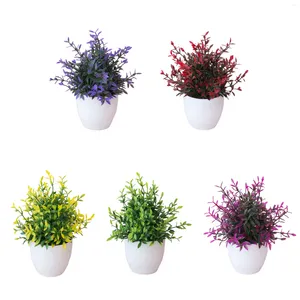 Fleurs décoratives 22 cm petite herbe plante artificielle bonsaï pot en plastique fausse fleur en pot décoration maison salle de mariage table jardin El