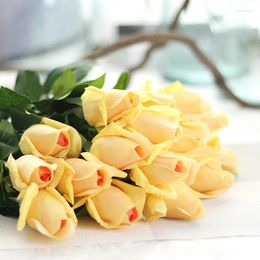 Fleurs décoratives 22pcs / lot Couleur mixte Bouquet de rose artificiel Real Touch for Home Decoration