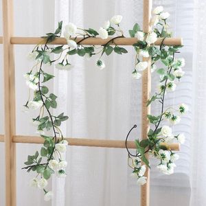 Decoratieve bloemen 230 cm kunstmatige roos 69 hoofden Garland Vine String Wedding Arch Decoratie Rattan Glas Window Home Decor