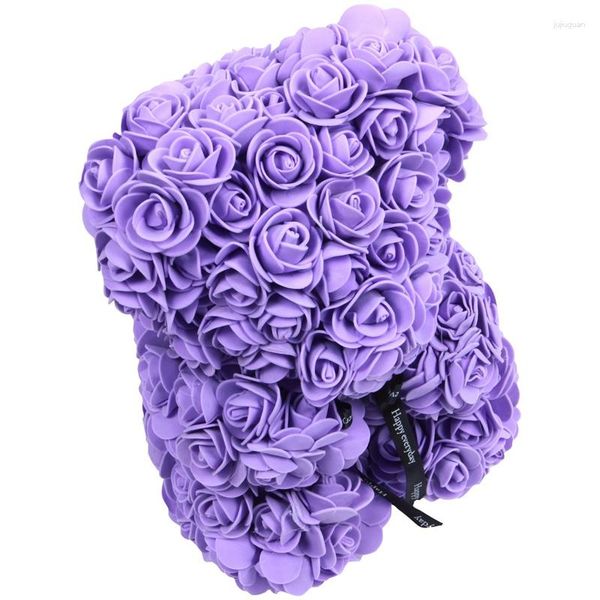 Fleurs décoratives 23Cm Mousse Ours De Roses Rose Fleur Artificielle Année Cadeaux Pour Femmes Saint Valentin Cadeau