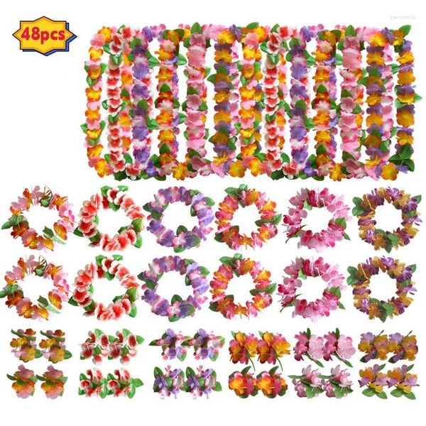 Fleurs décoratives 24-50pcs Hawaiian Party Wreath Garlands Collier Leis Spring Supplies Place Pool Decoration Anniversaire