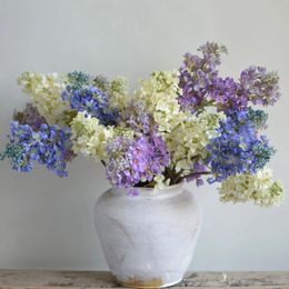 Fleurs décoratives 24,8 "Real Touch Faux Lilac Flower Branch-Cream Blanc / Bleu / Purple Artificiel Spring Summer DIY DÉCORS DE MARIAGE FLORAL