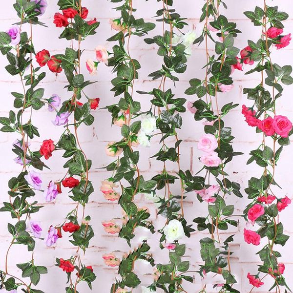 Fleurs décoratives 24 têtes de fleurs multicolore automne artificielle Rose vigne lierre feuille couronne soie mariage arc maison jardin Decora