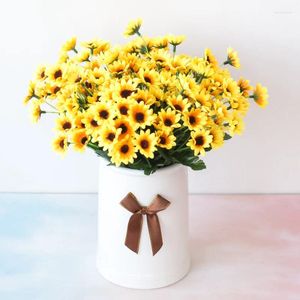 Fleurs décoratives 24 Head Sun Chrysanthemums Sunflowers Simulate Artificial Silk Home Decor Desktop Affichage