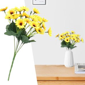 Decoratieve bloemen 24 hoofden kunstmatige zonnebloem DIY bruidsboeket woondecoratie; 24 zijden rozenstruiken