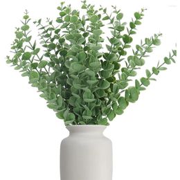 Fleurs décoratives 24 Pack 18 "tiges d'eucalyptus artificielles fausse verdure guirlande faisant de fausses plantes feuilles pour table ferme maison mariage