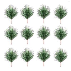 Fleurs décoratives 24 pièces branche de pin artificielle fournitures de fête décor de noël rangée de lumières Branches pics Pvc plantes de bébé de noël