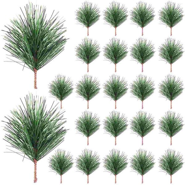 Fleurs décoratives 24 PCS Artificiel Pine Branch Décoration de Noël décoration Ornement Branches de Noël extérieures Picks PVC Baby Tree