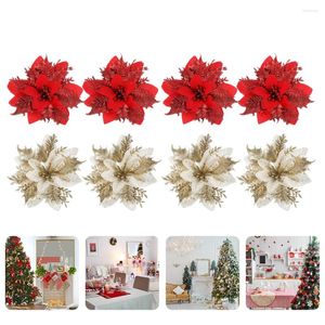 Fleurs décoratives 24 pcs de décoration de fleur de Noël de la décoration ornement ornement de la fête de la fête rose