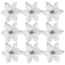 Decoratieve bloemen 24 pc's kerstboom glitter bloem decor nep