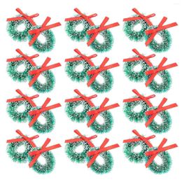 Fleurs décoratives 24 pcs couronne de Noël suspension mini guirlande verte rustique extérieur décor charme de charme ornement de sisal décorations de soie