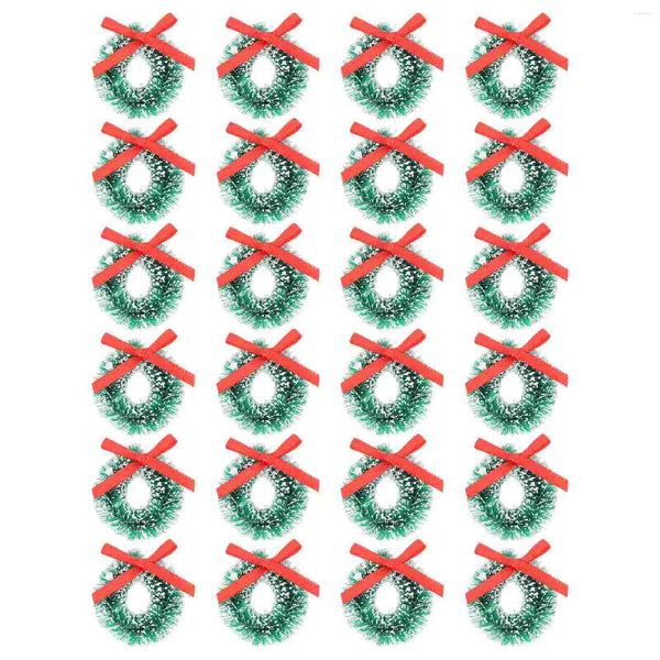 Fleurs décoratives 24 PCS Couronne de Noël Fête de la couronne suspendue Garland Accessoires de maison décor Mini Green Sisal Silk Adorment Pays