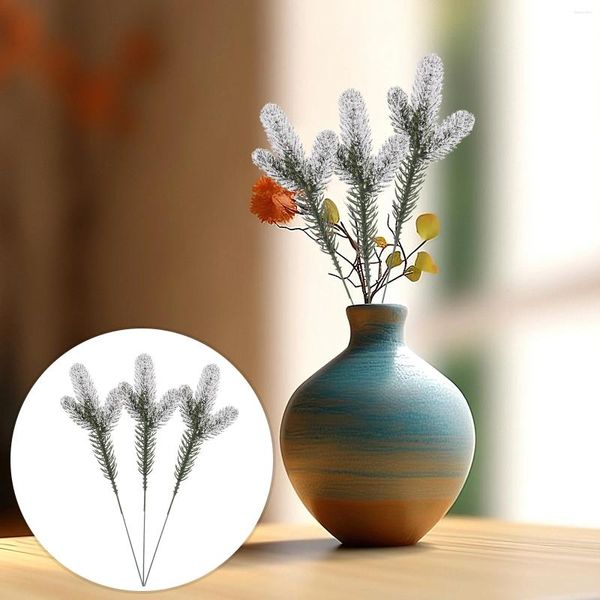 Fleurs décoratives 24 pcs décor ornements de Noël arbre fausses plantes grandes aiguilles en pin tridimensionnel